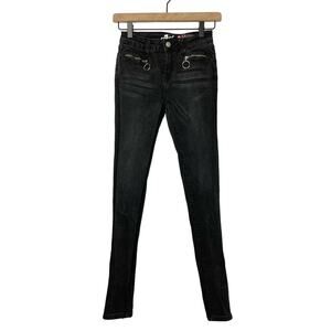 7 for all Mankind | Girls Youth The Skinny Black Zipper Pocket Stretch Jeans
